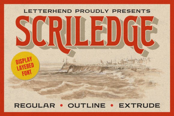 Scriledge Display Font for Handmade Labels and Vintage Branding